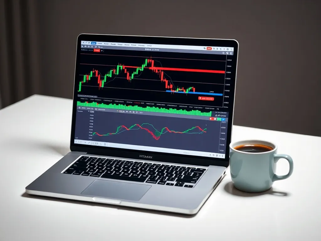 A professional laptop screen showing a clean trading interfa
