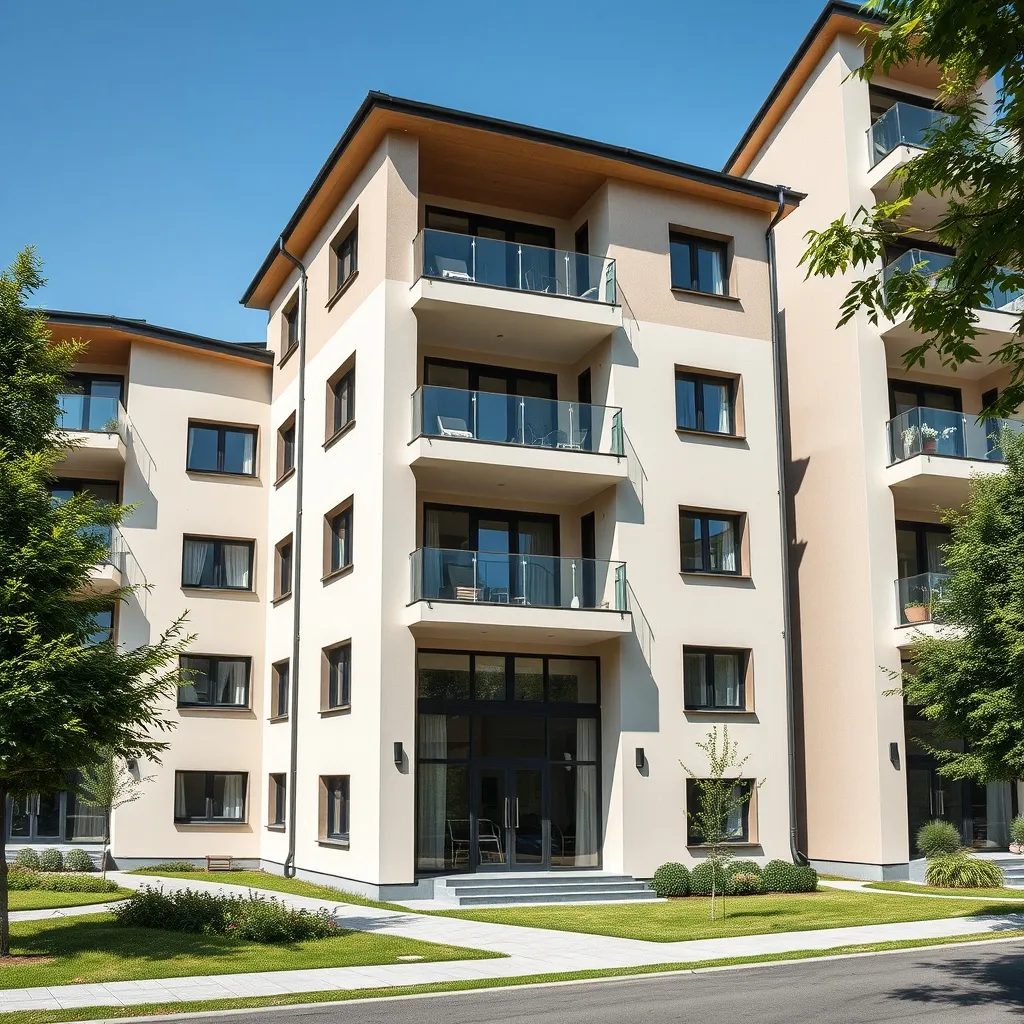 Modern residential building architecture in Miskolc, Hungary
